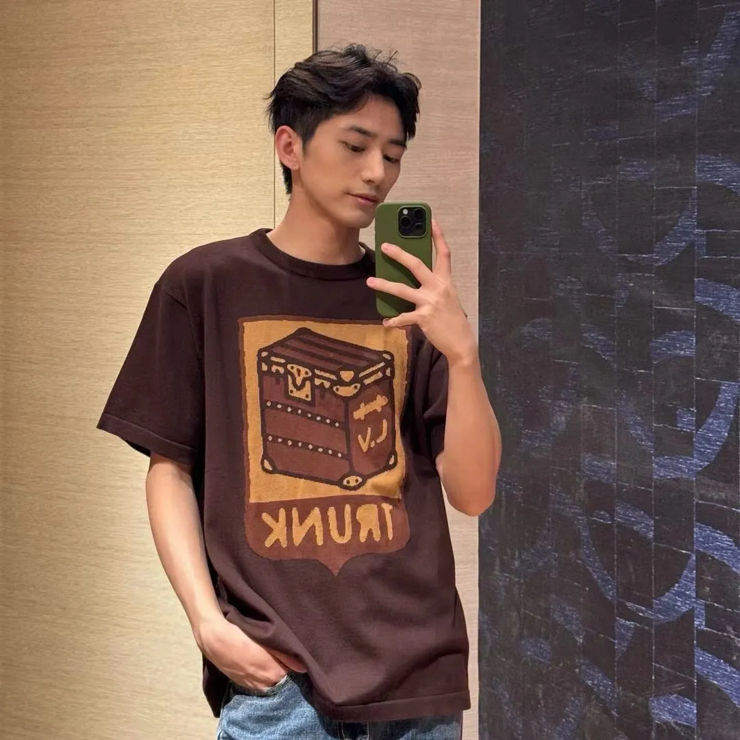 Louis Vuitton/Louis Vuitton 24ss Fei Dong treasure chest jacquard knitted short sleeves